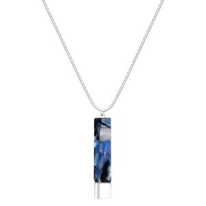 Blue Resin Rectangle Pendant Necklace